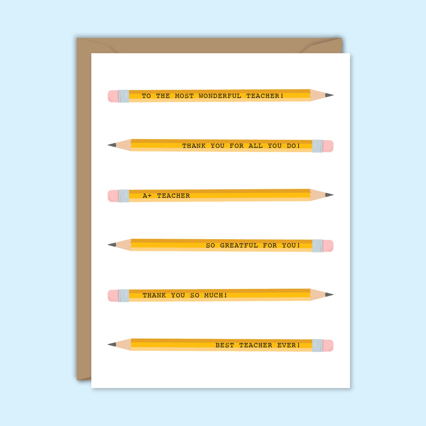 TEACHER APPRECIATION PENCILS CARD
