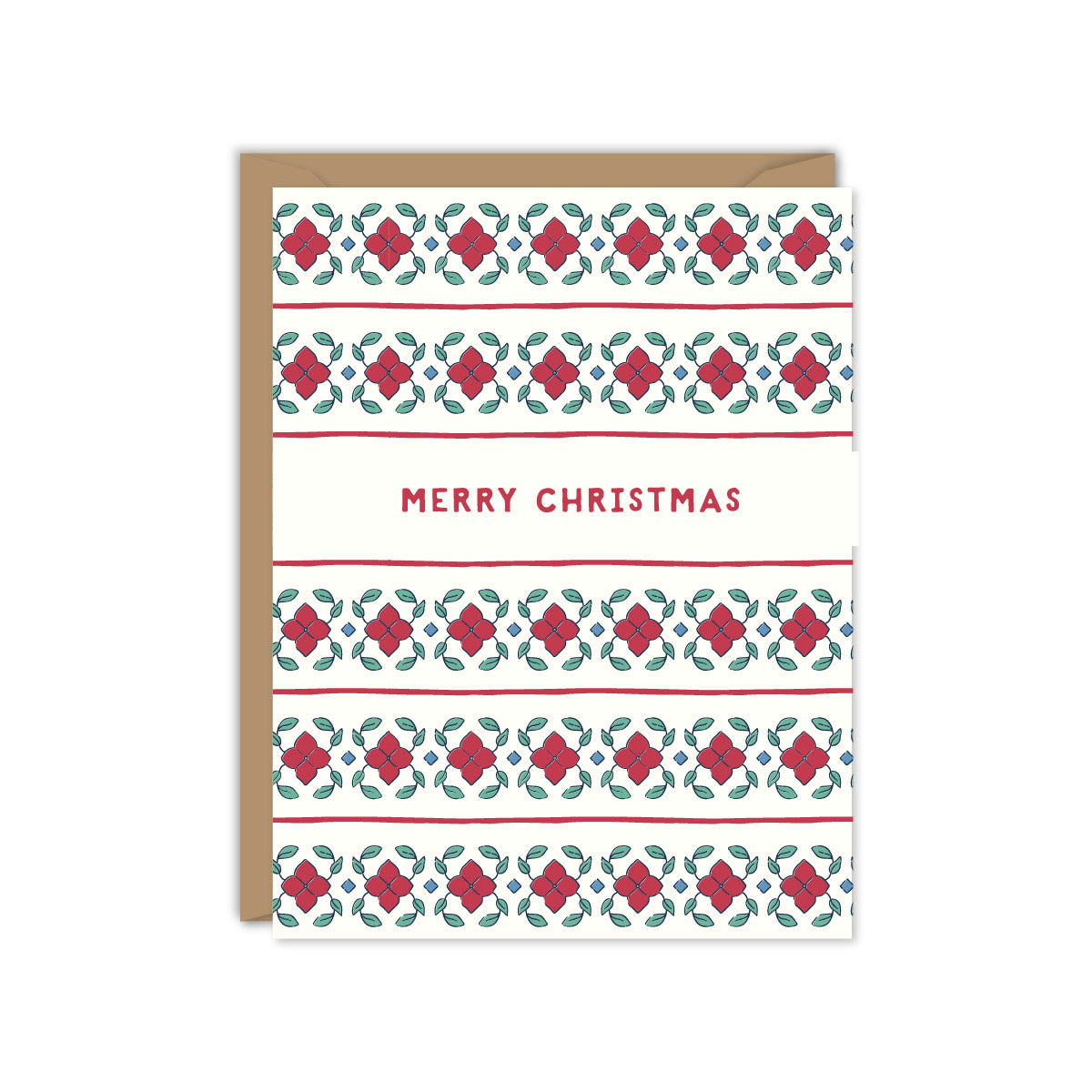 Block Print Stripes Christmas Card