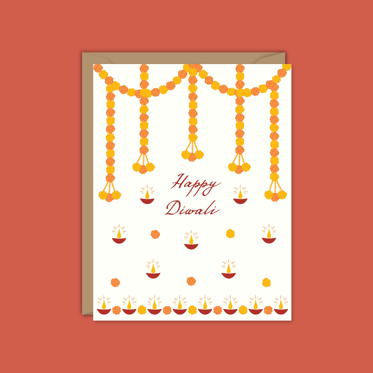 Marigold Garlands Happy Diwali Card