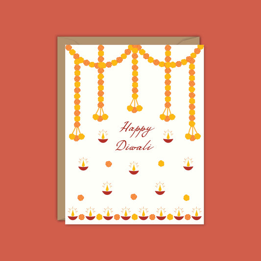 Marigold Garlands Happy Diwali Card