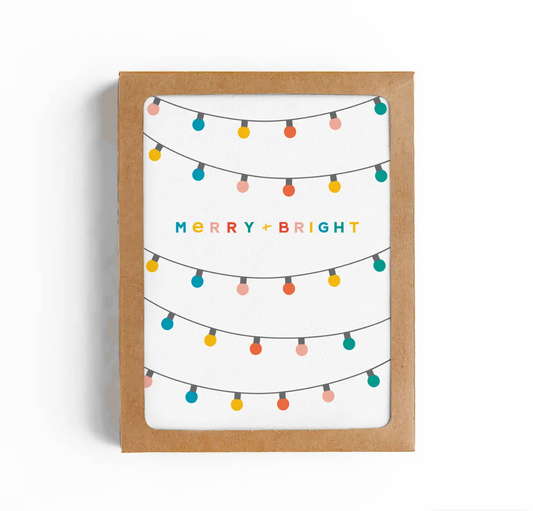 MERRY STRING LIGHTS CHRISTMAS CARD-BOXED SET OF 6