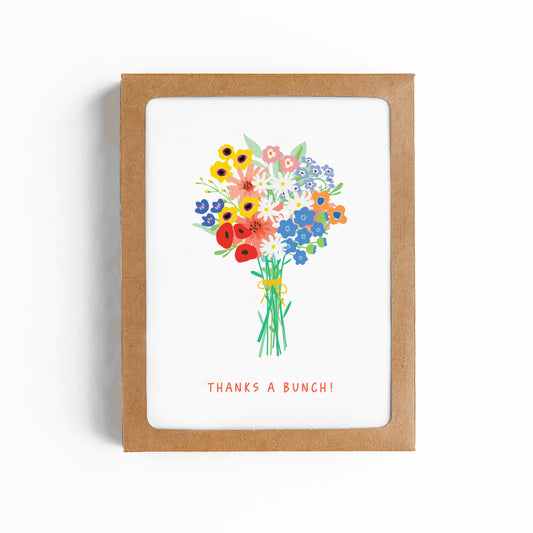 THANKS A BUNCH WILDFLOWER BOUQUET CARD-BOXED SET OF 6