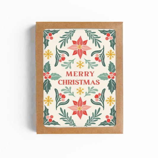 VINTAGE MERRY CHRISTMAS CARD-BOXED SET OF 6