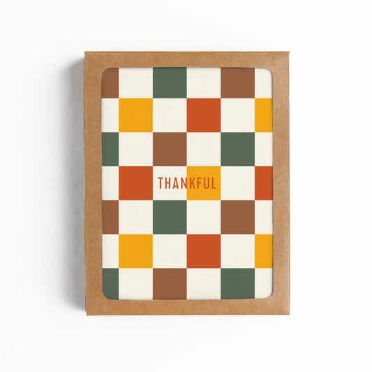 Thankful Fall Checkerboard Card-Boxed Set of 6