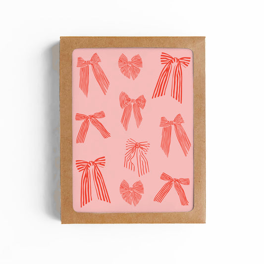 Red Bows Blank Card-BOXED SET OF 6