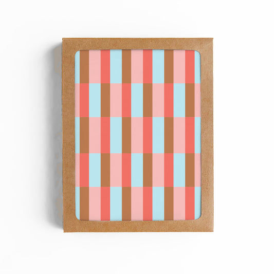 Retro Striped Checkers Card-BOXED SET OF 6