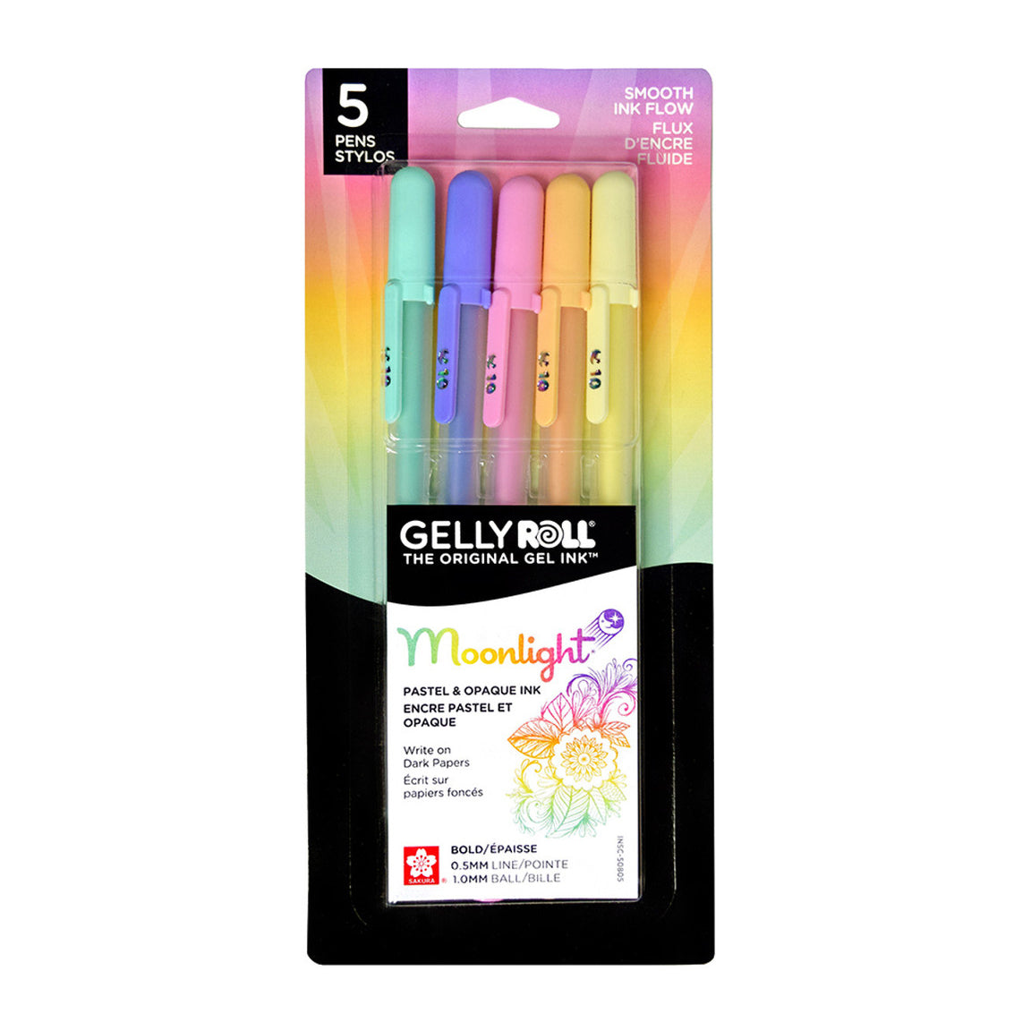 GELLY ROLL MOONLIGHT, BOLD PASTELS- Set of 5