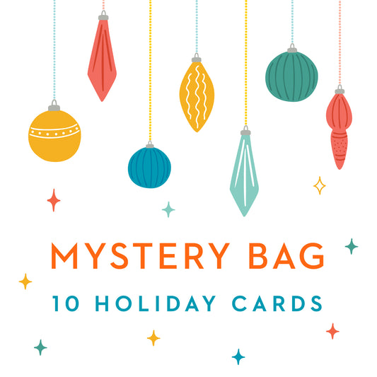 MYSTERY BAG - 10 Winter Holiday cards & Envelopes / Grab bag of 10 slightly imperfect or discontinued greeting cards