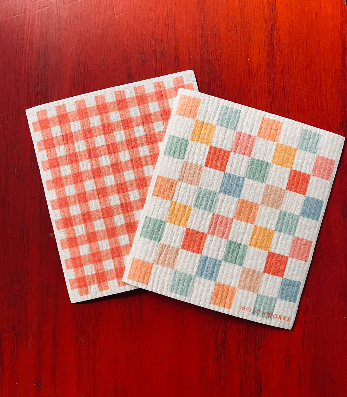 Rainbow Checkers Sponge Cloth
