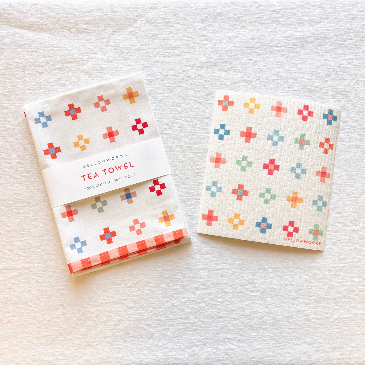 Merry Squares Tea Towel and Sponge Cloth Gift Set