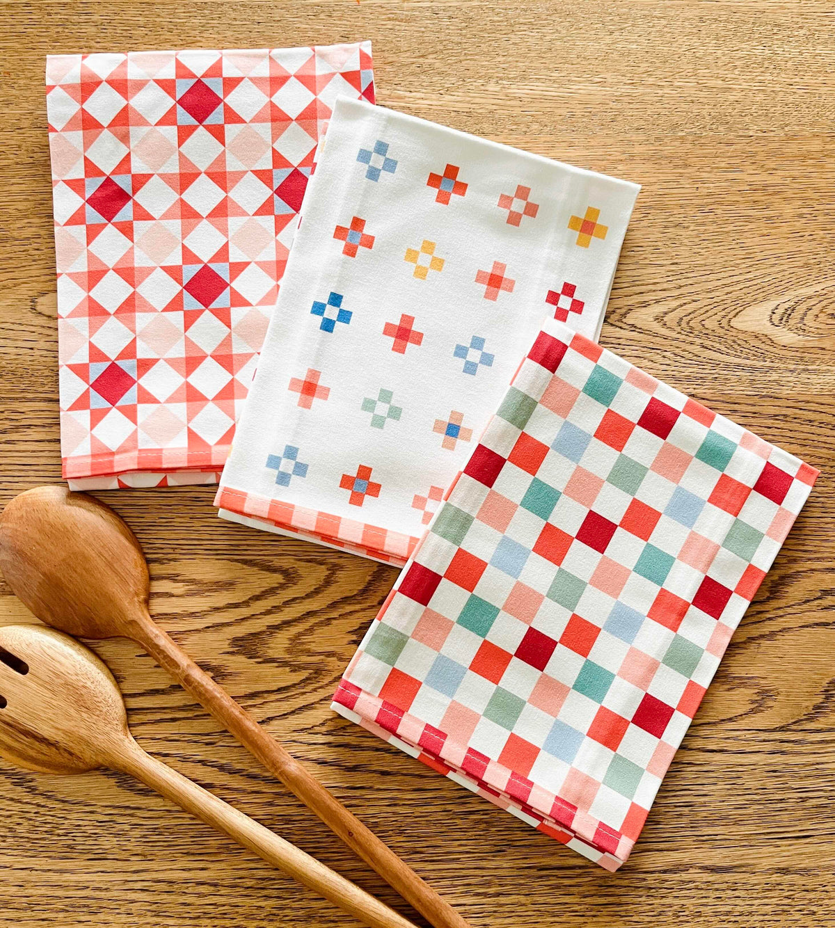 Merry Squares Quilt Tea Towel