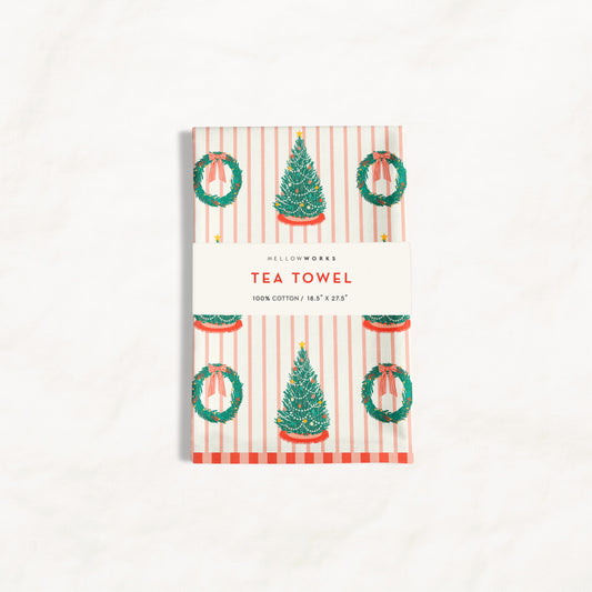 Christmas Trees and Wreaths Tea Towel