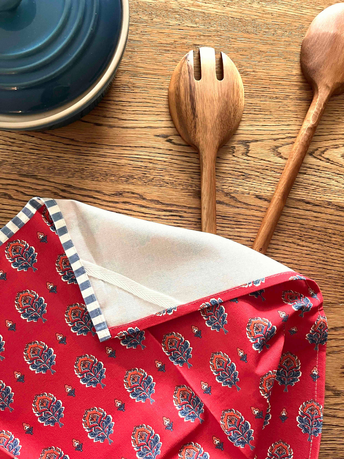 Floral Block Print Tea Towel