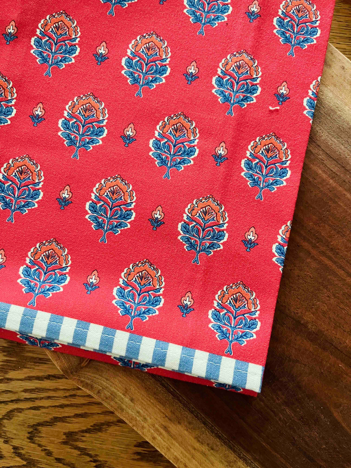 Floral Block Print Tea Towel