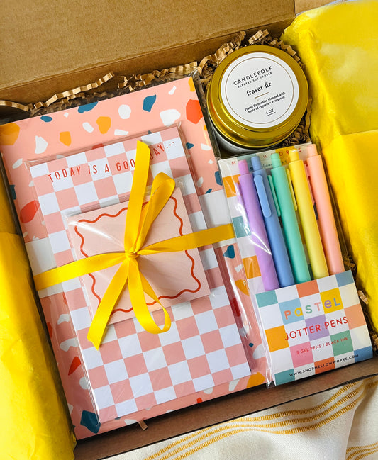 Terrazzo Gift Box- Notebook set, Candle and Jotter Pen set