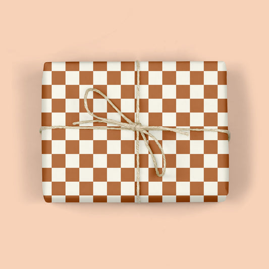BROWN CHECKERBOARD GIFT WRAP