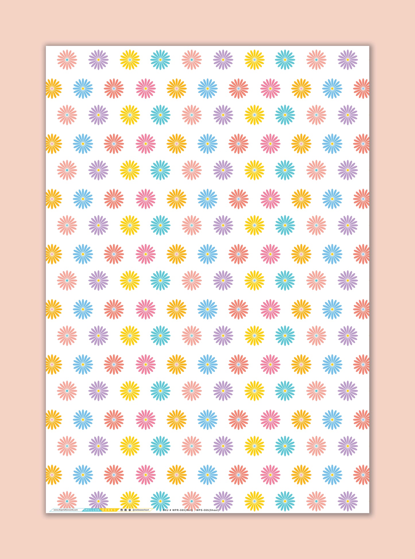RETRO RAINBOW DAISIES GIFT WRAP