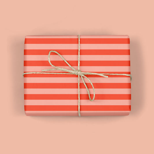 RED AND BLUSH STRIPE Gift Wrap Sheets