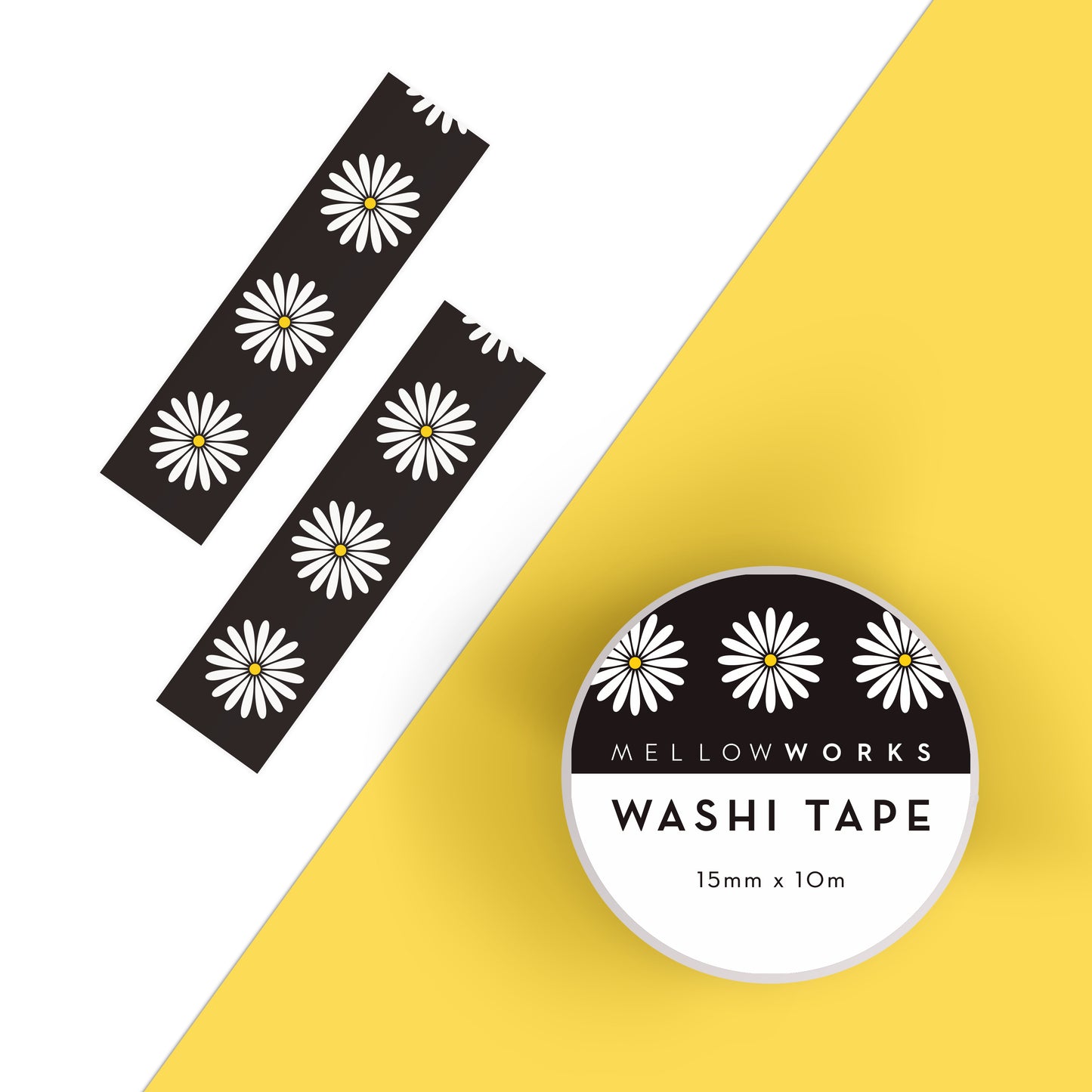 MODERN DAISIES WASHI TAPE IN BLACK AND WHITE