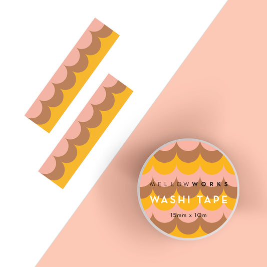 RETRO SCALLOP- BROWN YELLOW WASHI TAPE