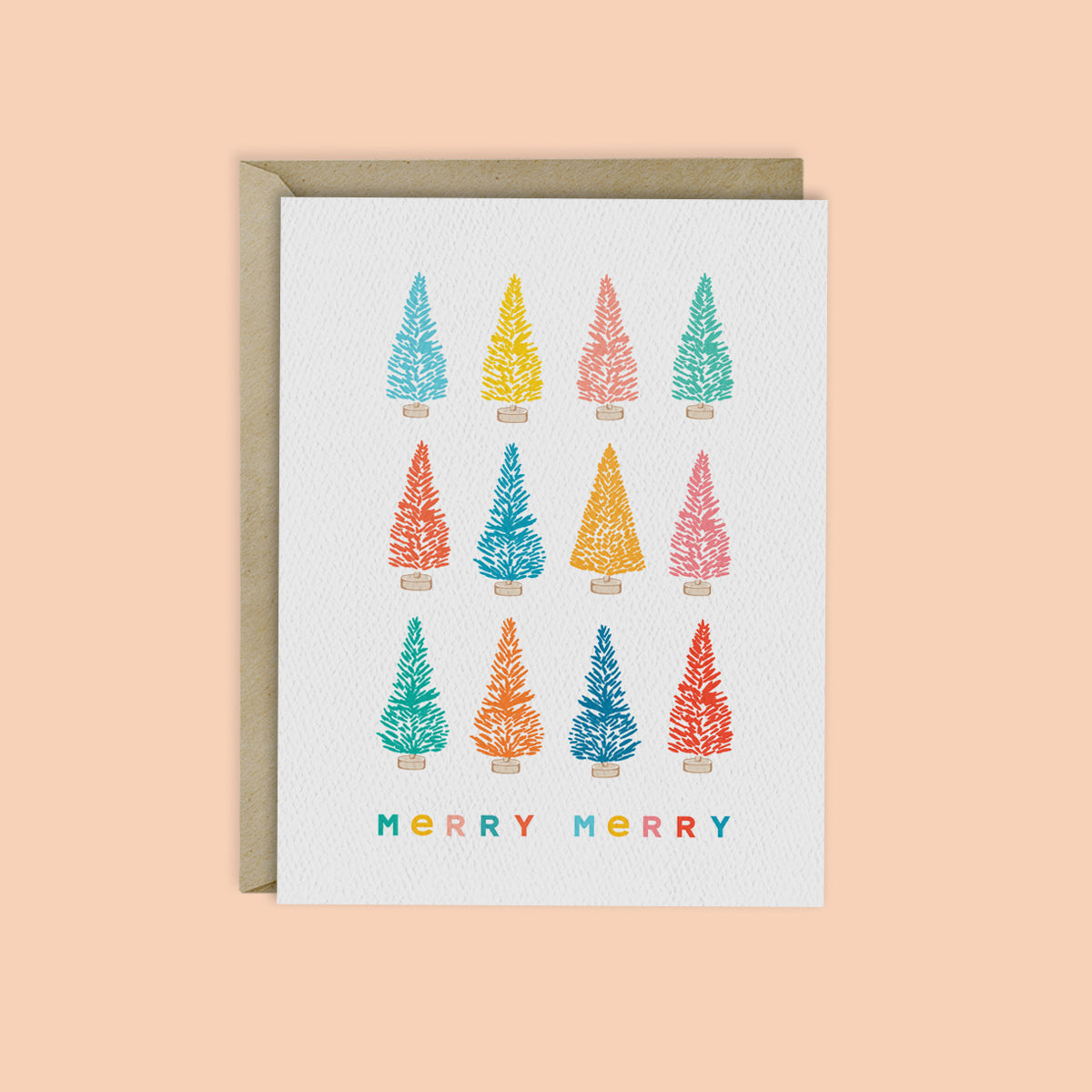 MERRY MERRY - RAINBOW BOTTLE BRUSH TREES CARD