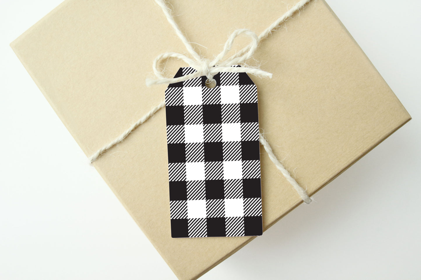 CLASSIC BUFFALO PLAID Gift Tags,Set of 10,Black and White