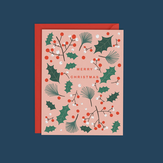 MERRY CHRISTMAS- WINTER BERRY HOLLY CARD