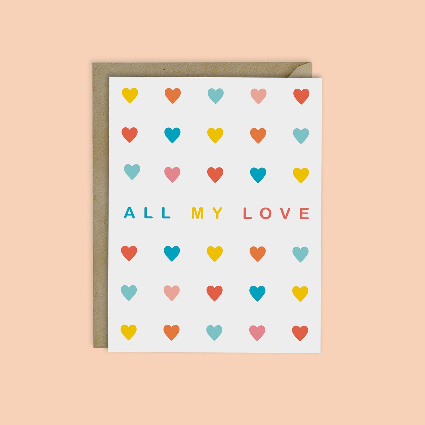 ALL MY LOVE - RAINBOW HEARTS VALENTINE'S CARD