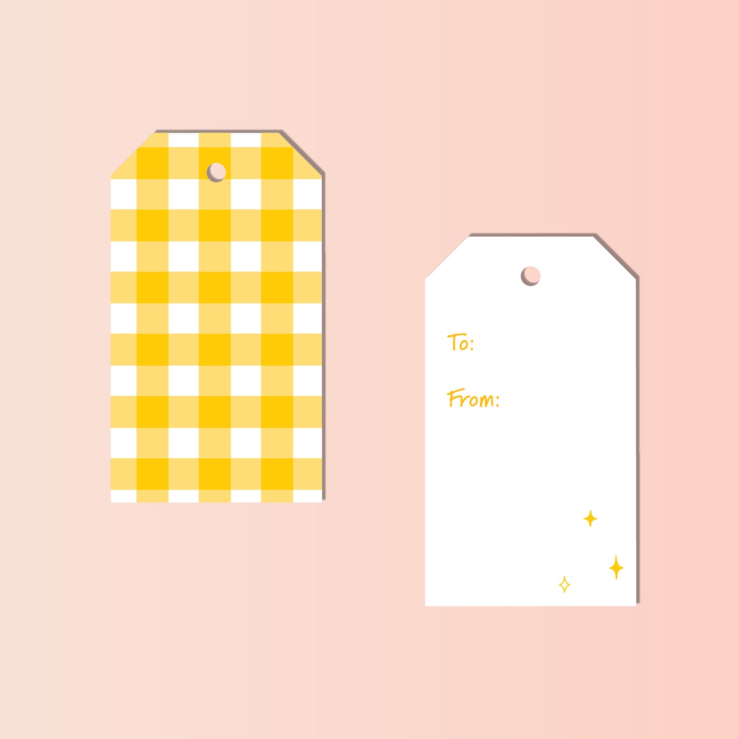 YELLOW GINGHAM CHECKS Gift Tags - Set of 10