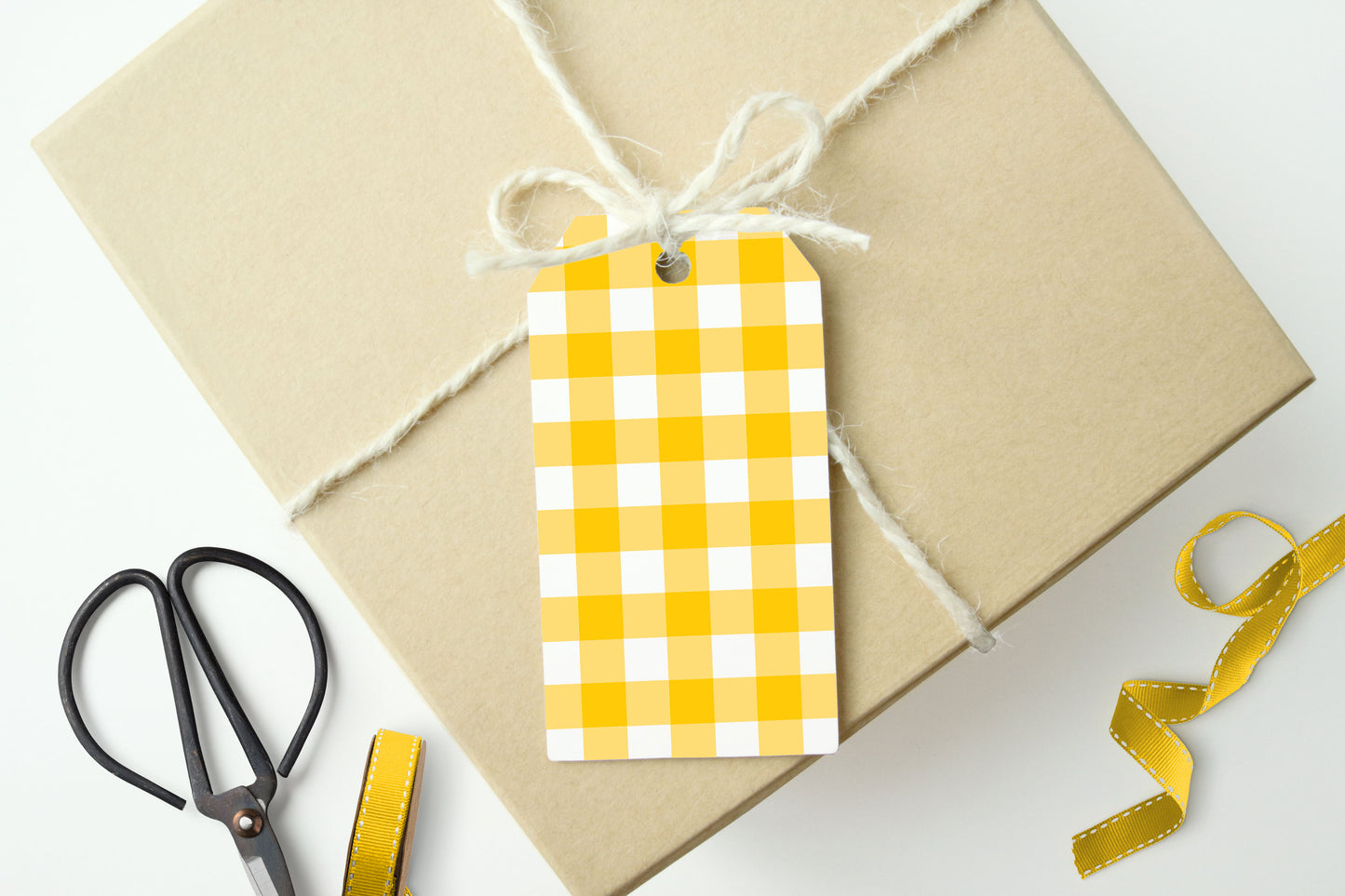 YELLOW GINGHAM CHECKS Gift Tags - Set of 10