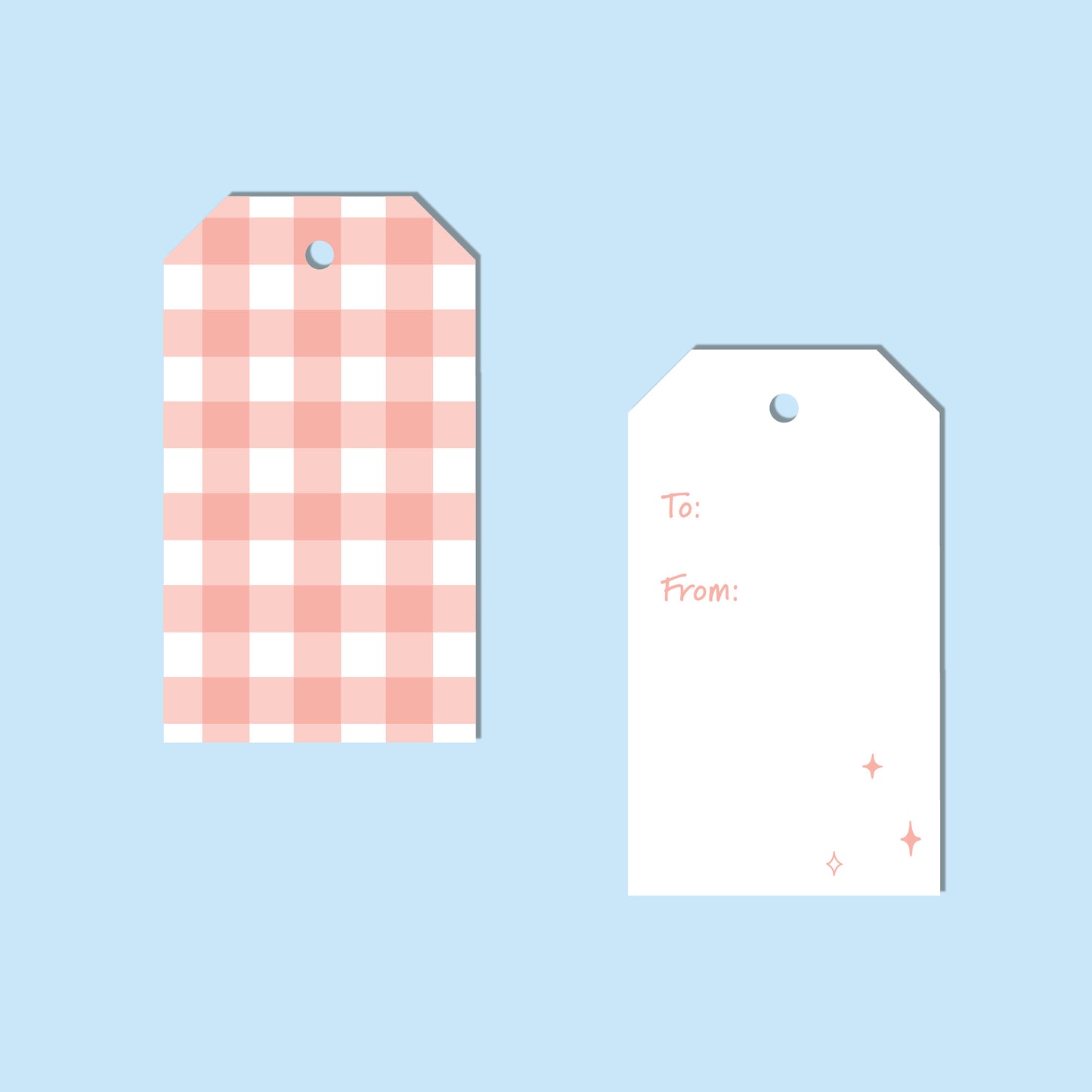 BLUSH PINK GINGHAM CHECKS Gift Tags -  Set of 10