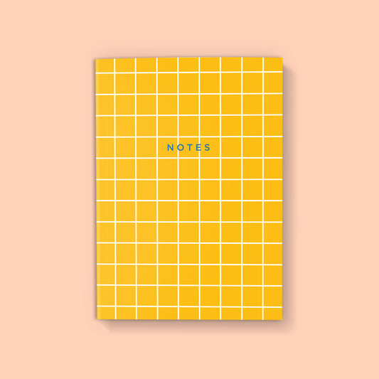 YELLOW GRID SOFTCOVER NOTEBOOK- Blank Pages