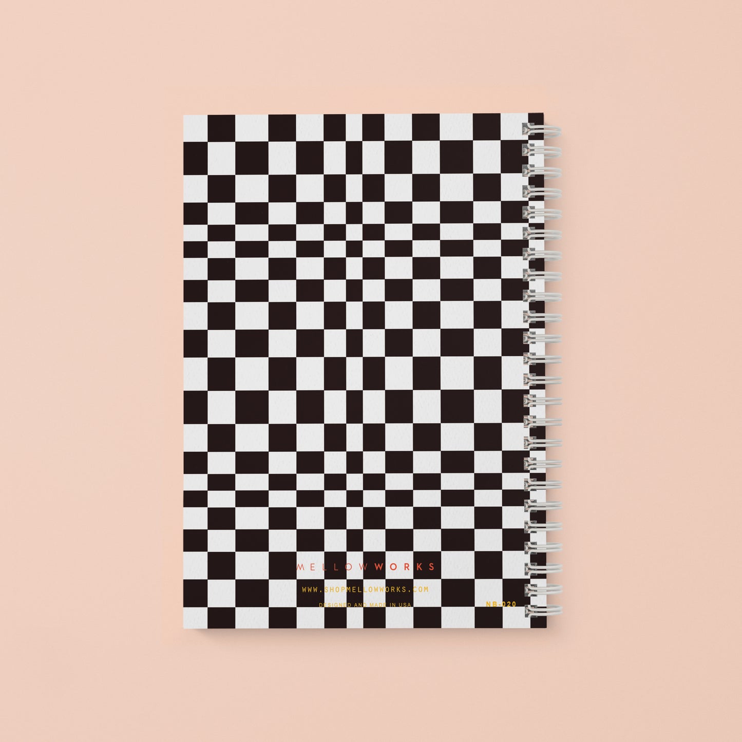 B&W CHECKERBOARD SPIRAL NOTEBOOK - Blank Pages