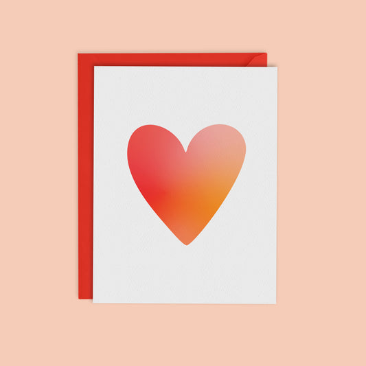 ROMANTIC HEART CARD- Gradient Red Heart
