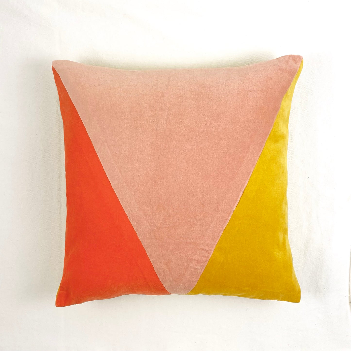 COTTON VELVET PILLOW COVER - Colorblock Triangles in Retro