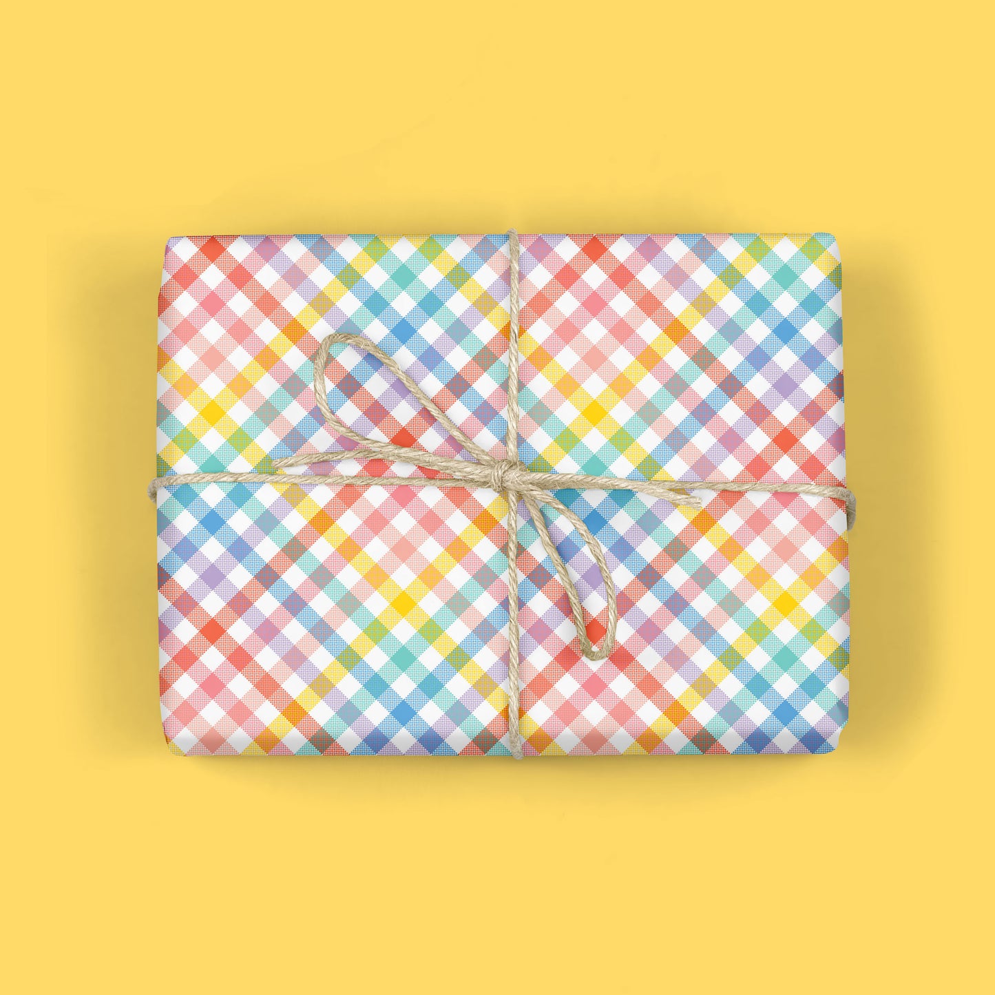 RAINBOW GINGHAM PLAID GIFT WRAP