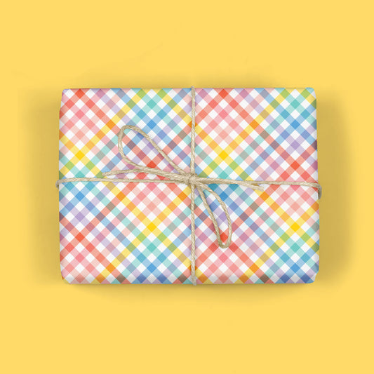 RAINBOW PLAID Gift Wrap Roll