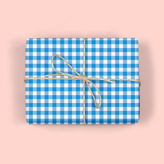 BLUE GINGHAM CHECK Gift Wrap Roll