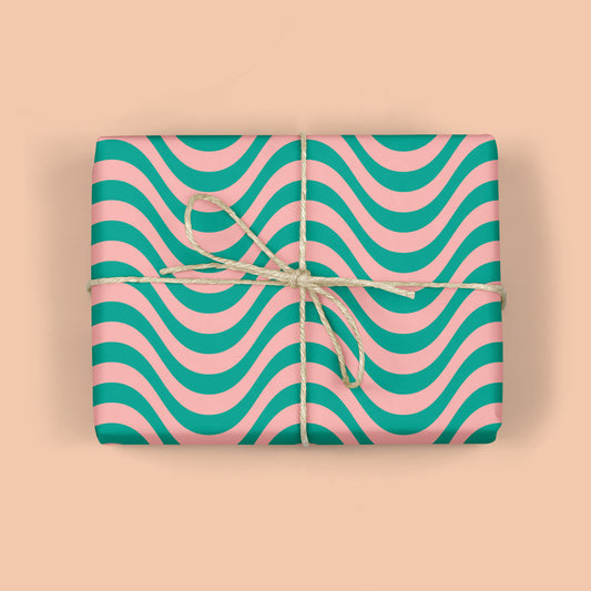 MODERN RETRO WAVE CHRISTMAS WRAPPING PAPER