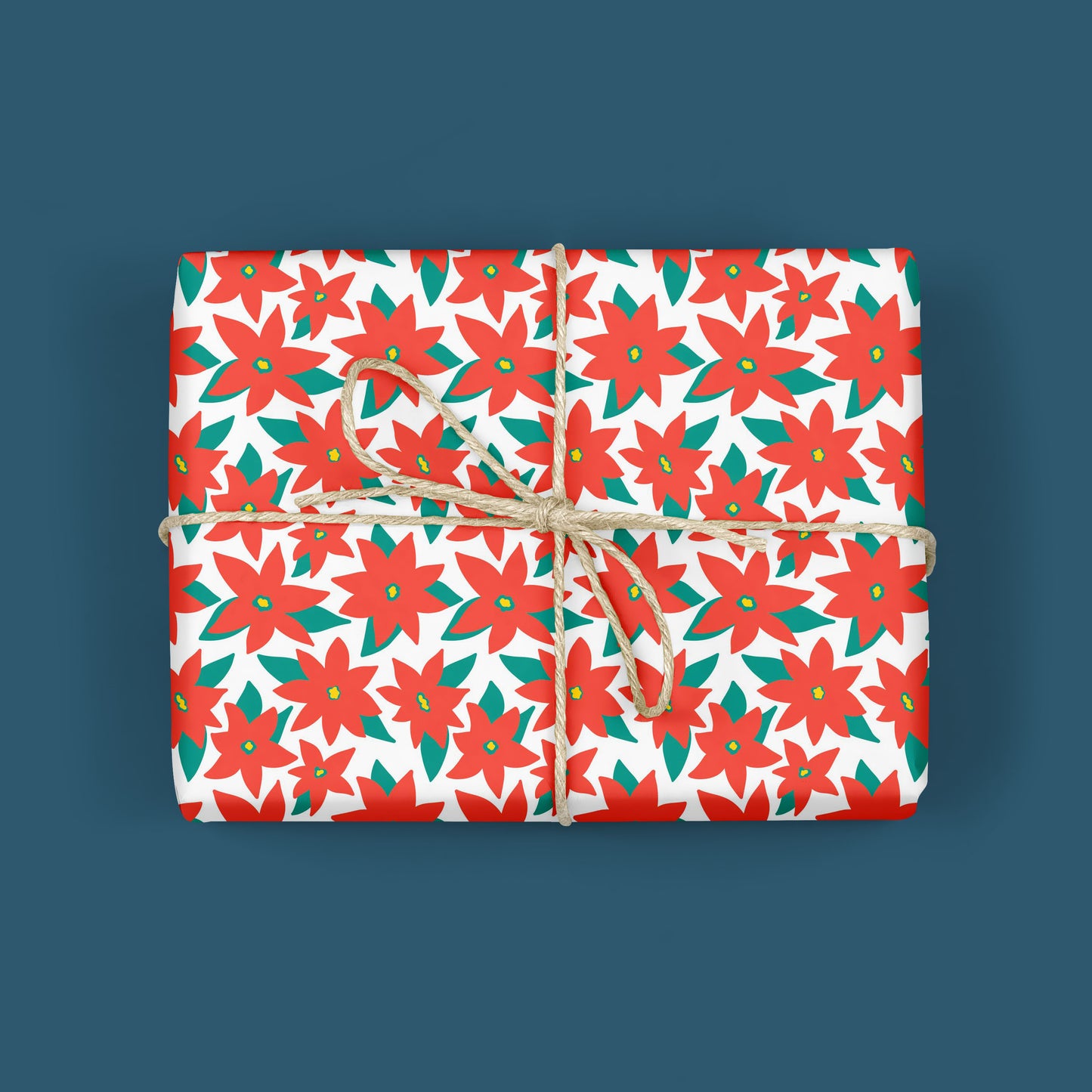 MODERN POINSETTIA CHRISTMAS WRAPPING PAPER