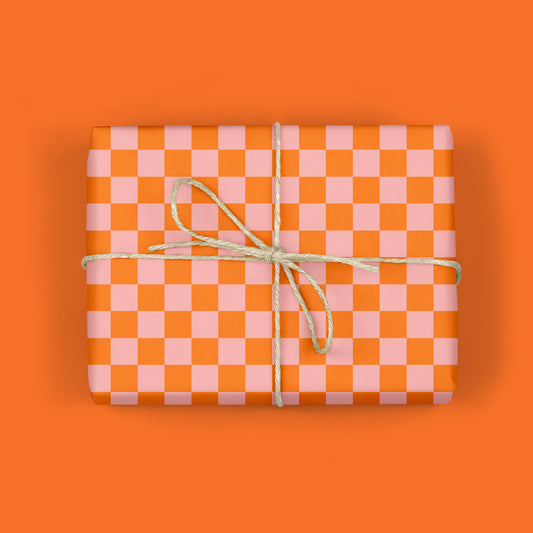 CORAL CHECKERBOARD GIFT WRAP ROLL