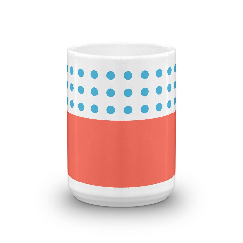 MODERN POLKA DOTS COLORBLOCK RED MUG