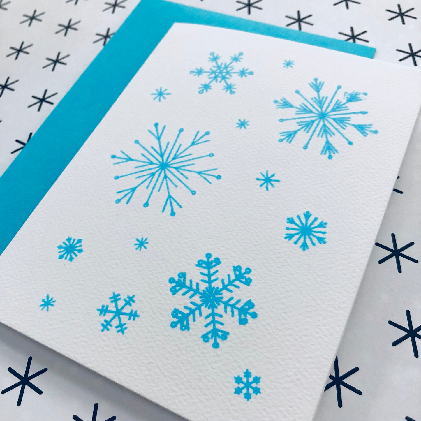 MODERN SNOWFLAKES HAND STAMPED CARD