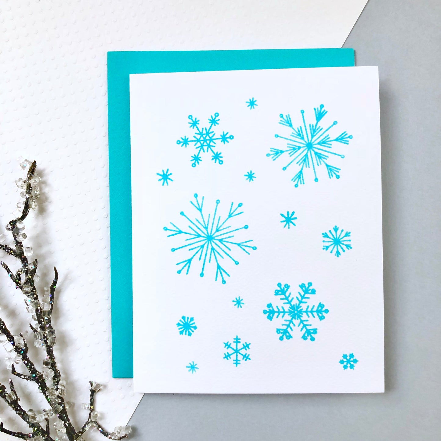 MODERN SNOWFLAKES HAND STAMPED CARD