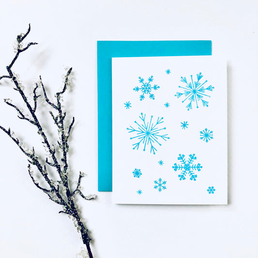 MODERN SNOWFLAKES HAND STAMPED CARD