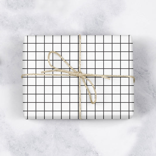 MODERN GRID GIFT WRAP, B&W