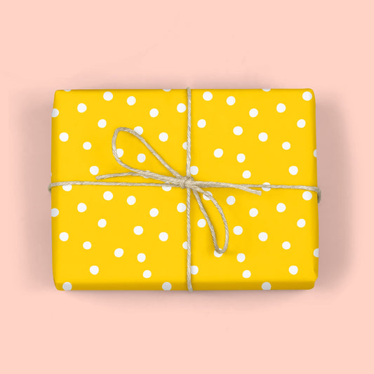 YELLOW POLKA DOTS GIFT WRAP