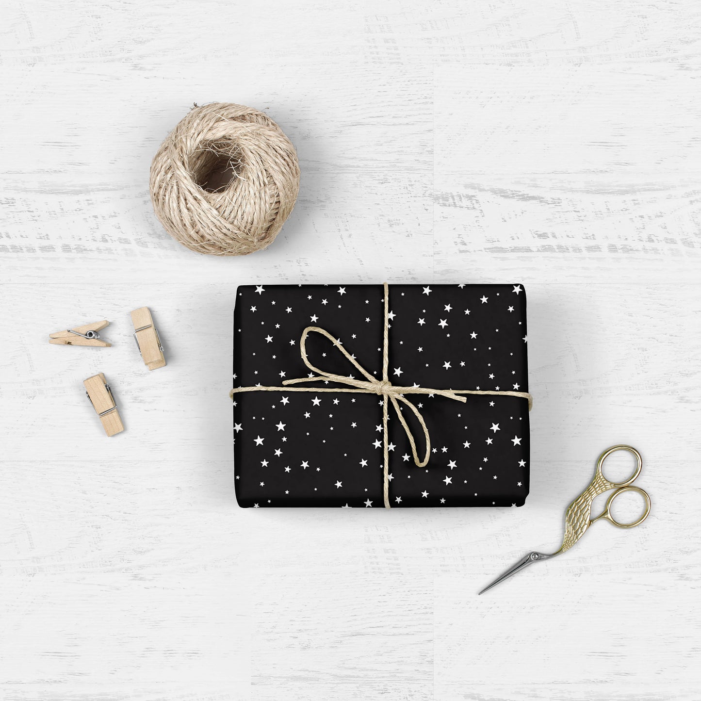 STARRY NIGHT BLACK GIFT WRAP