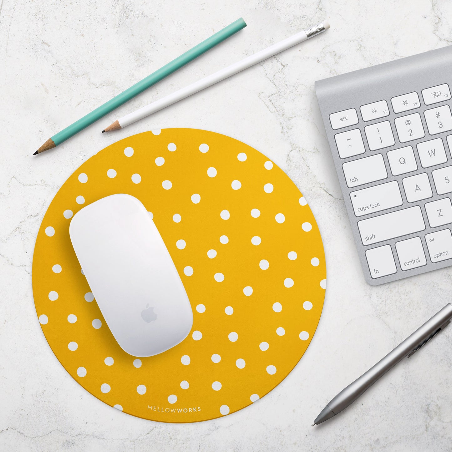 YELLOW POLKA DOTS MOUSEPAD