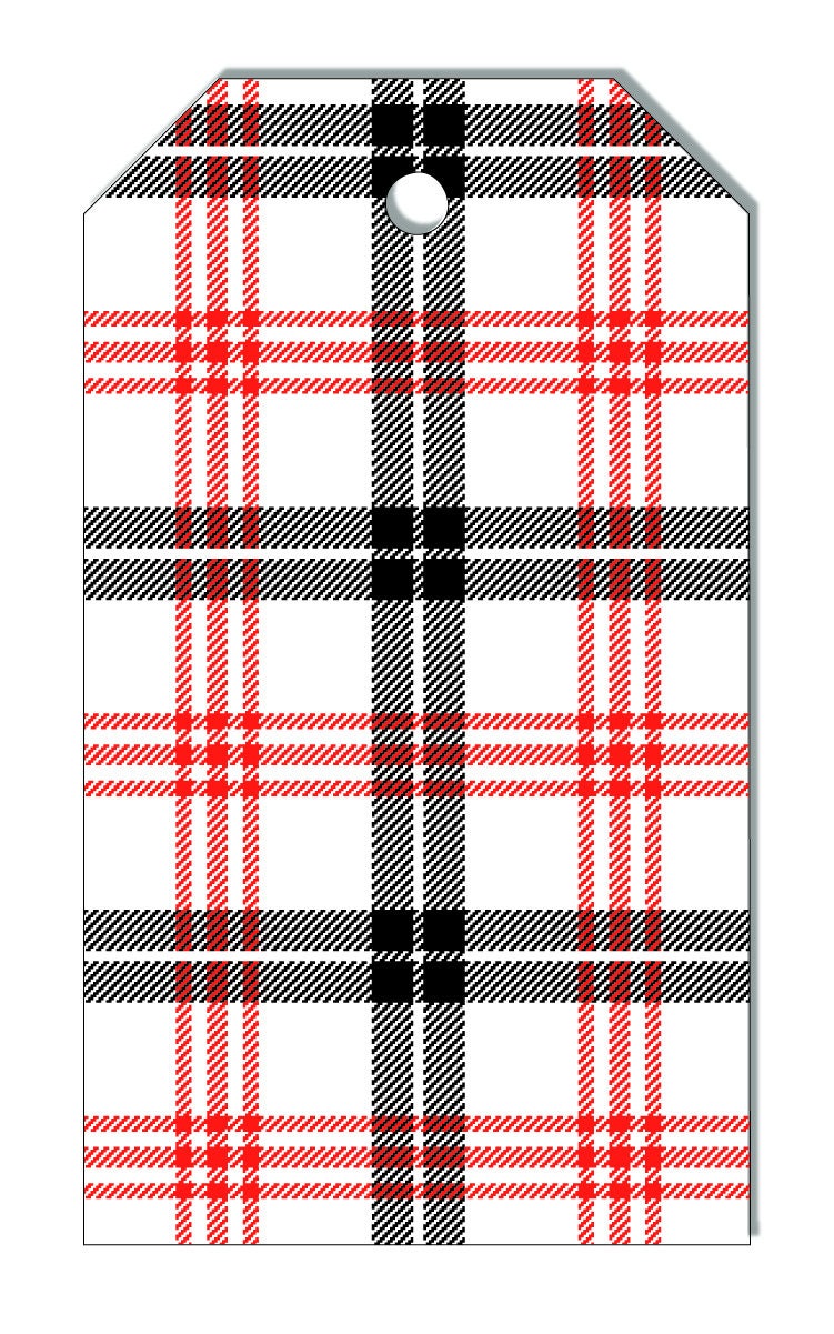 CHRISTMAS PLAID Gift Tags,Set of 6,Red and White Check